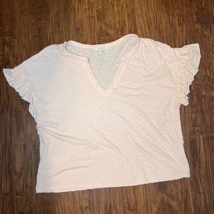 Light Pink Ruffle Sleeve Tee